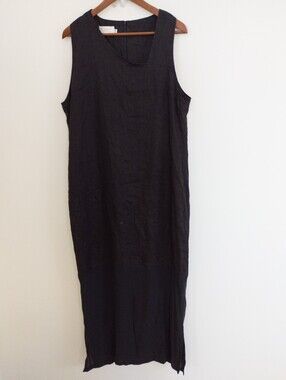 Linq Fashion Black Linen Blend Sleeveless Midi Dress Size 44